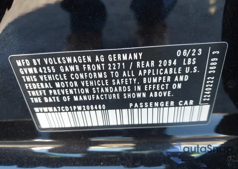 2023 Volkswagen Golf Gti 2.0T Autobahn из США, поврежденный, VIN WVWWA7CD1PW208460